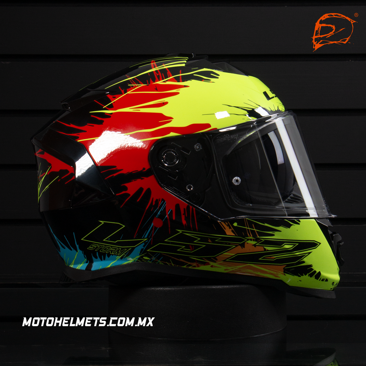 CASCO INTEGRAL LS2 STORM II DROP FF800 NEGRO AMARILLO ROJO