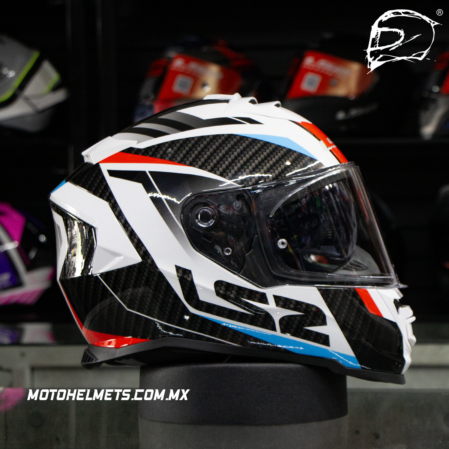 CASCO INTEGRAL LS2 STORM RACER II FF800 BLANCO ROJO AZUL