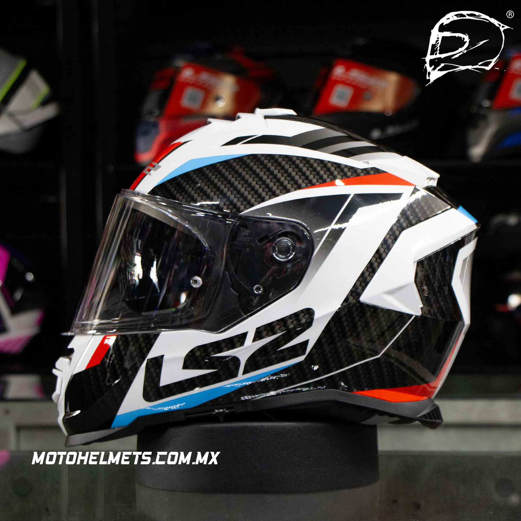 CASCO INTEGRAL LS2 STORM RACER II FF800 BLANCO ROJO AZUL