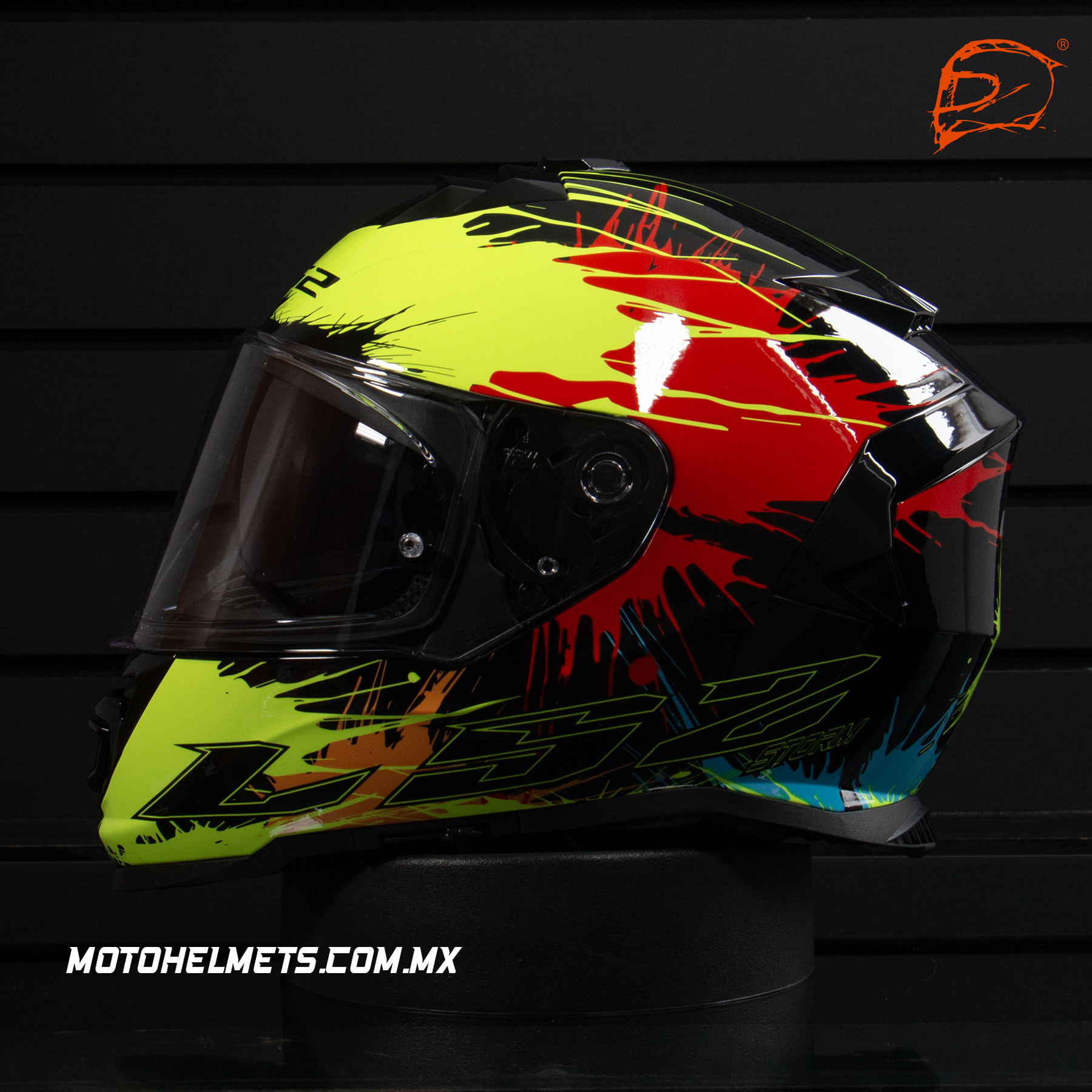 CASCO INTEGRAL LS2 STORM II DROP FF800 NEGRO AMARILLO ROJO