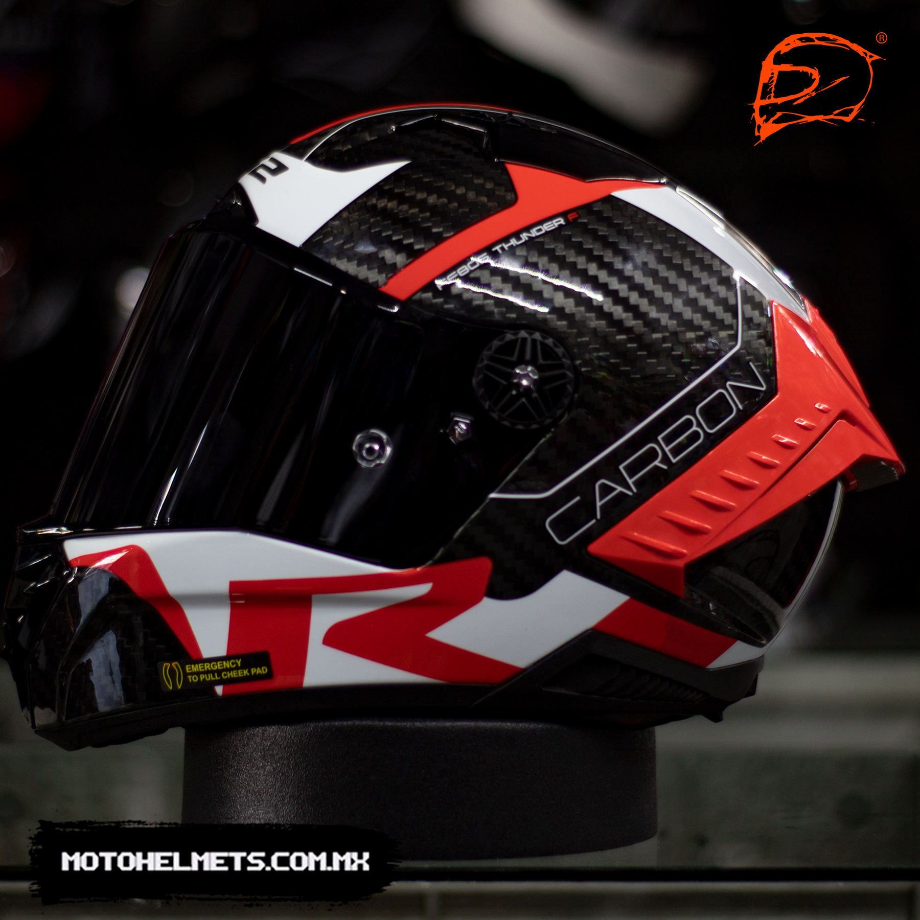 Casco Integral LS2 Thunder Carbono Racing Rojo Blanco FF805