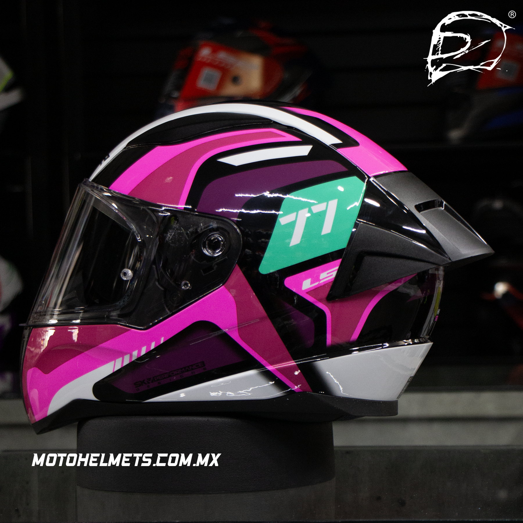 Casco Integral LS2 Rapid II Hyper Speed Rosa Brillo