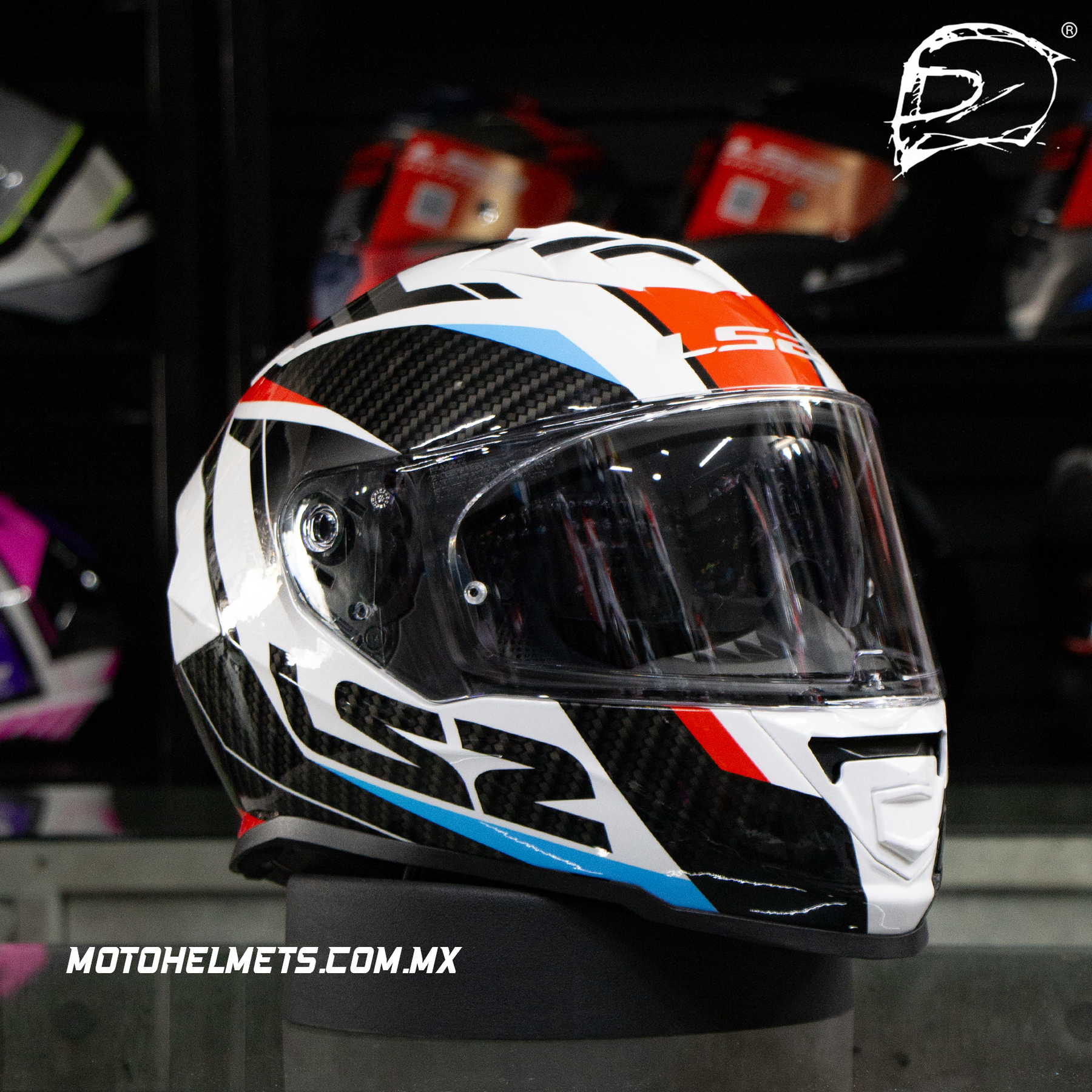 CASCO INTEGRAL LS2 STORM RACER II FF800 BLANCO ROJO AZUL