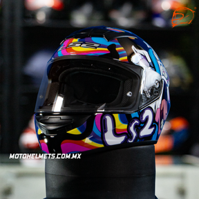 Casco Integral LS2 Rookie Bubble Negro Morado Blanco FF352