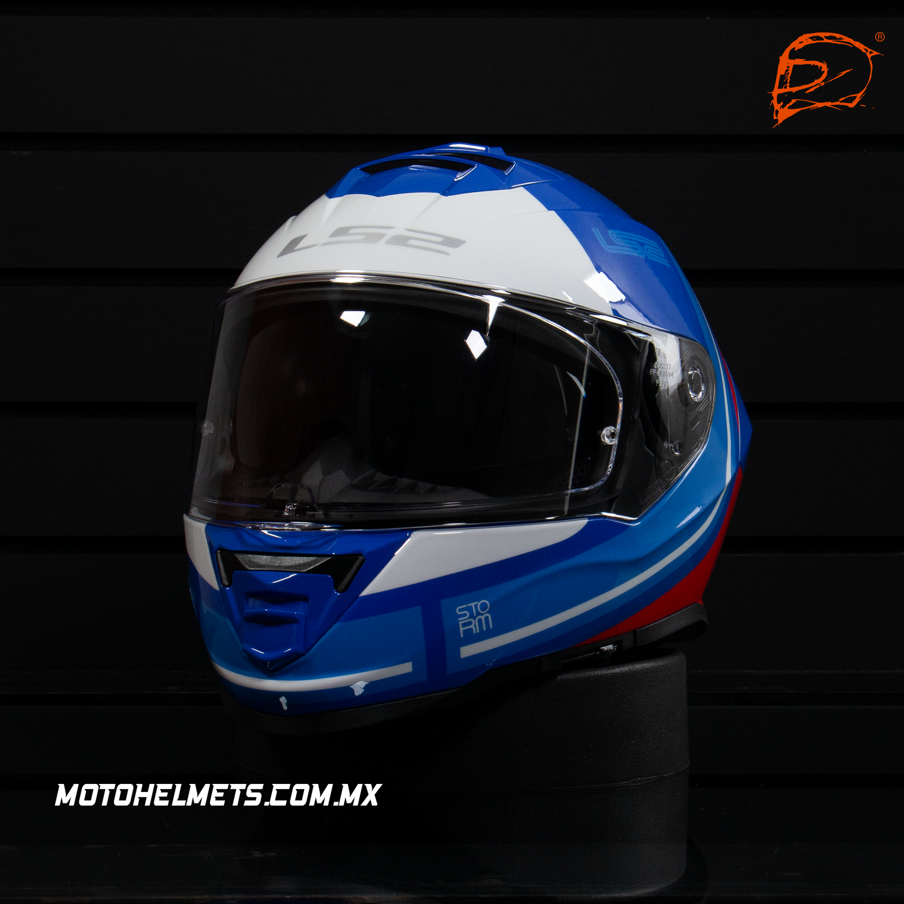 CASCO INTEGRAL LS2 STORM II RACER FF800 BCO/ROJ/NGO/AZL