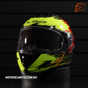 CASCO INTEGRAL LS2 STORM II DROP FF800 NEGRO AMARILLO ROJO