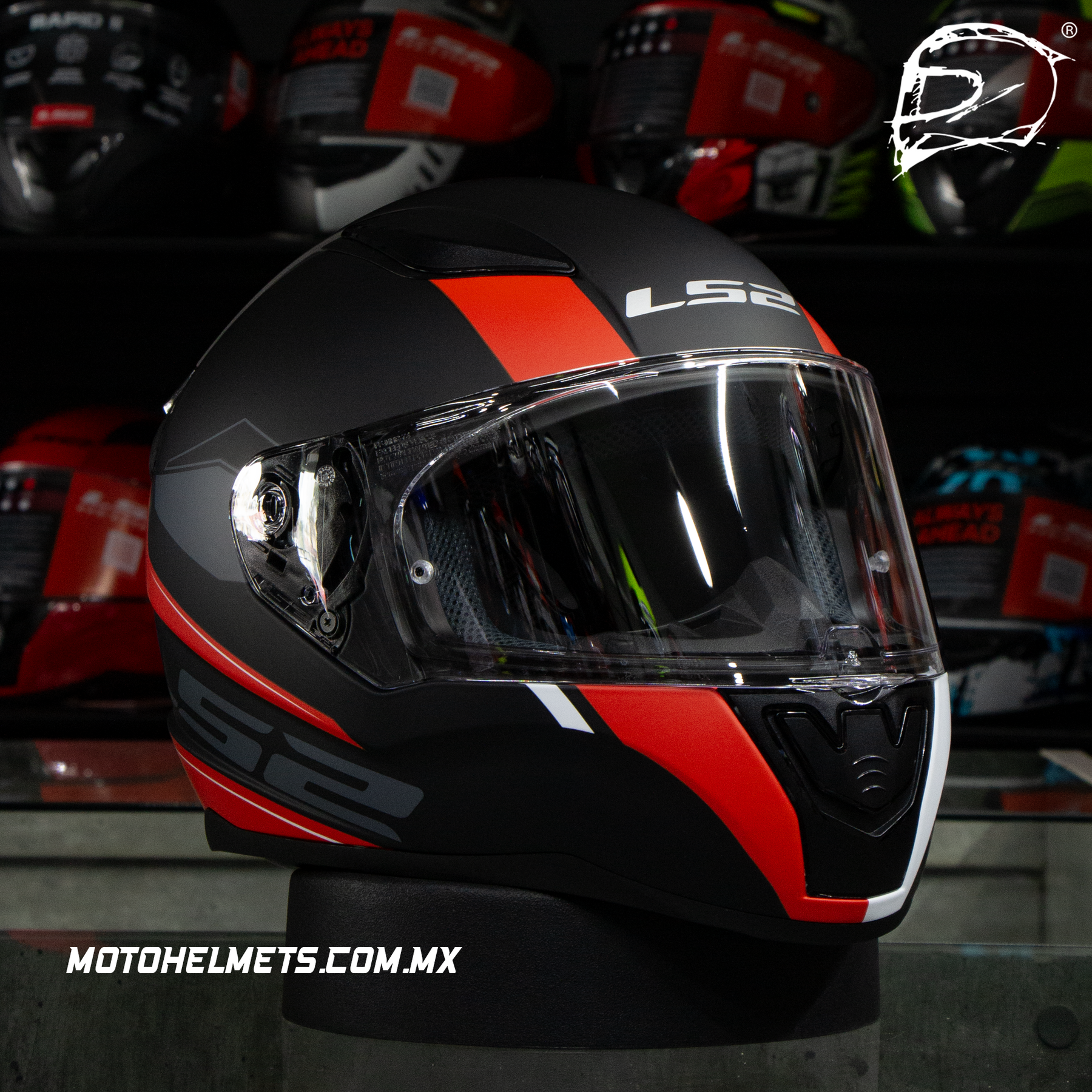 Casco Integral LS2 Rapid II Driveway Negro Rojo FF353