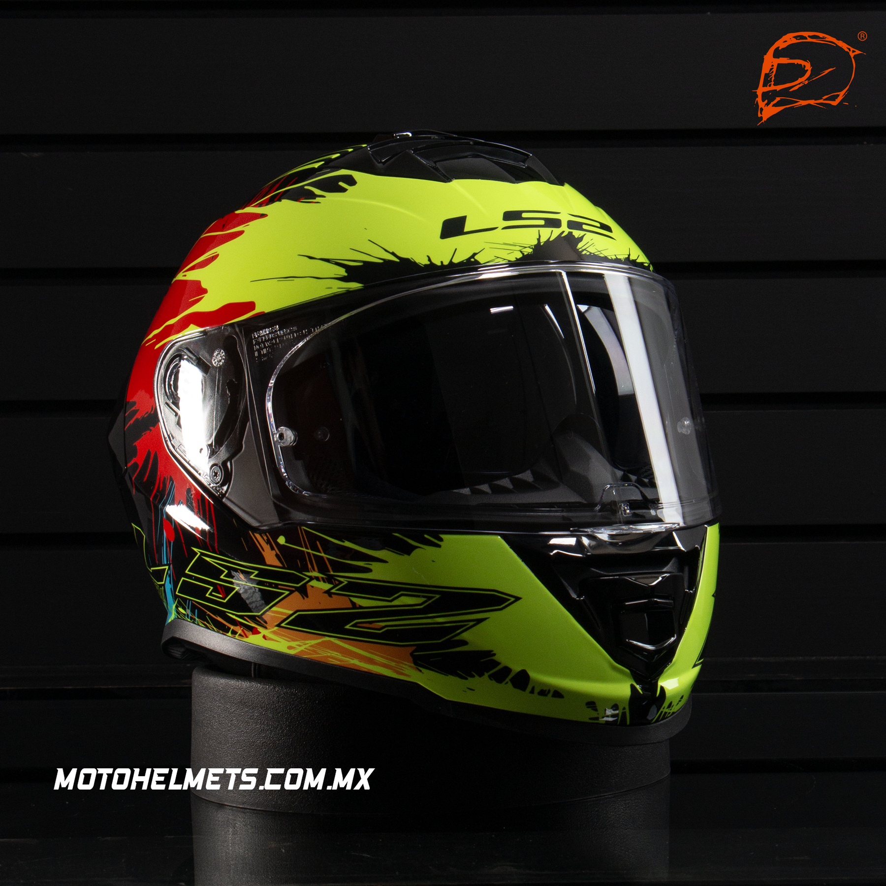 CASCO INTEGRAL LS2 STORM II DROP FF800 NEGRO AMARILLO ROJO