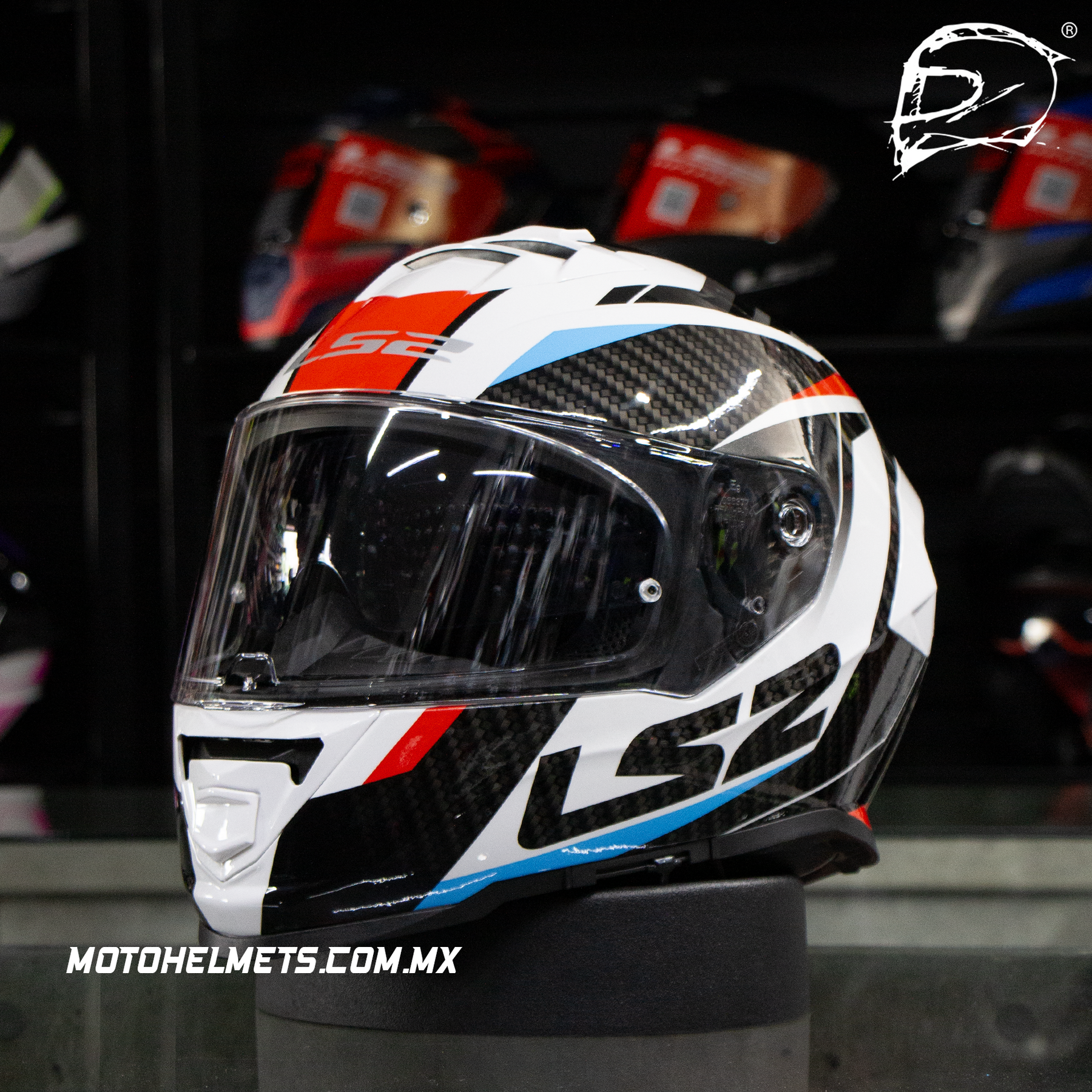 CASCO INTEGRAL LS2 STORM RACER II FF800 BLANCO ROJO AZUL