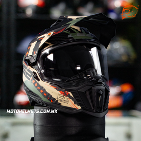 Casco Carbono LS2 Explorer Extend Verde Militar Mate MX701