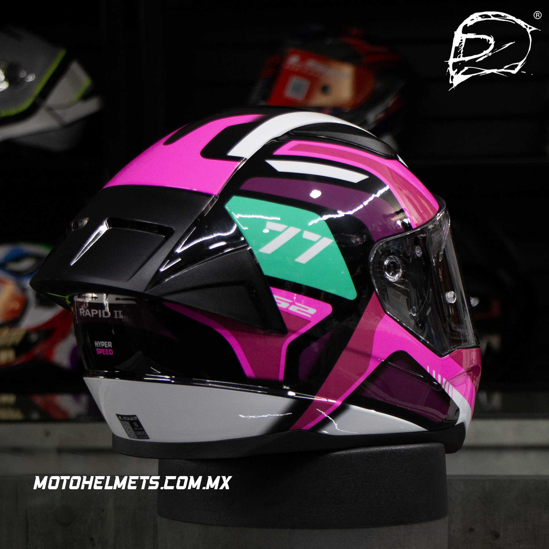 Casco Integral LS2 Rapid II Hyper Speed Rosa Brillo