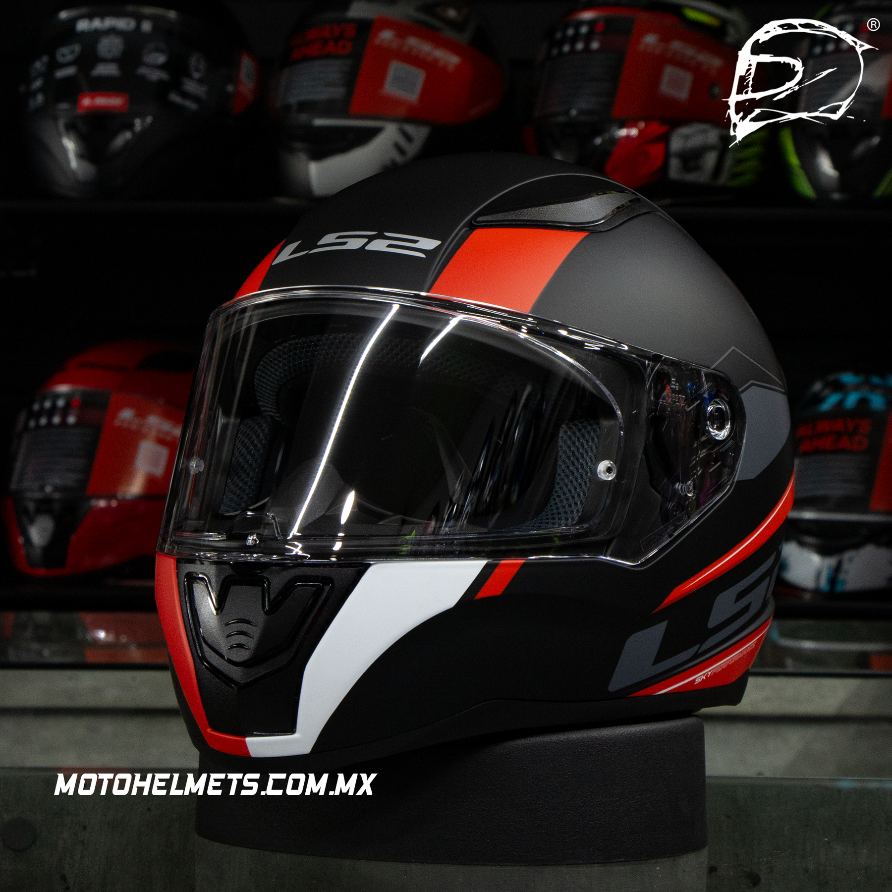 Casco Integral LS2 Rapid II Driveway Negro Rojo FF353