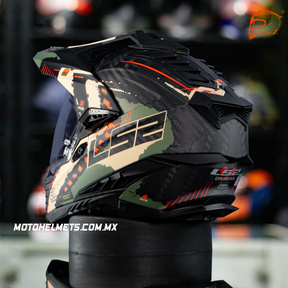 Casco Carbono LS2 Explorer Extend Verde Militar Mate MX701