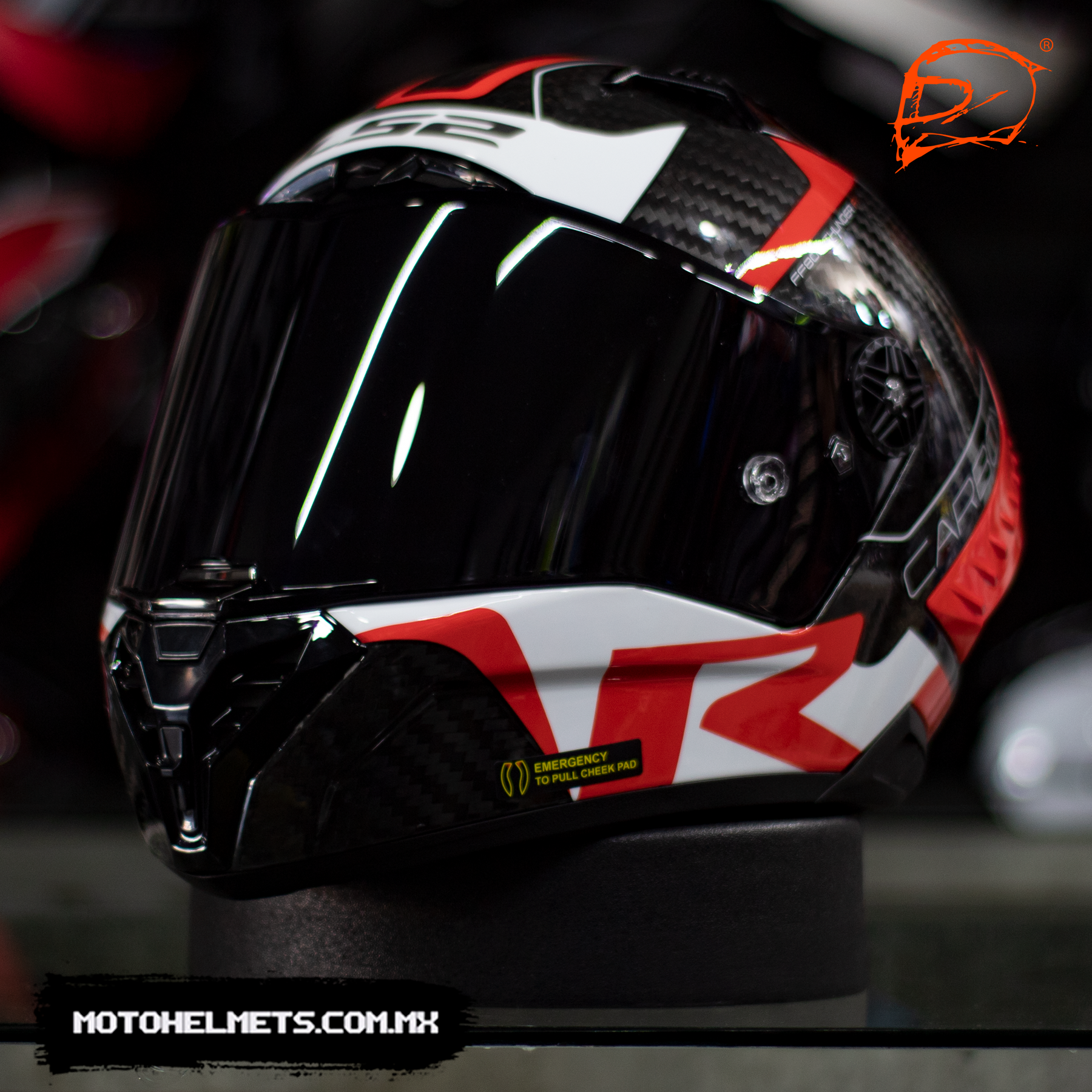 Casco Integral LS2 Thunder Carbono Racing Rojo Blanco FF805