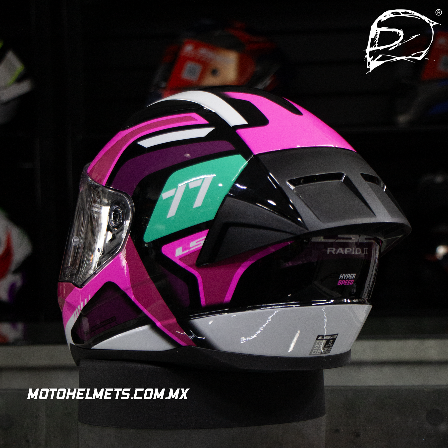 Casco Integral LS2 Rapid II Hyper Speed Rosa Brillo