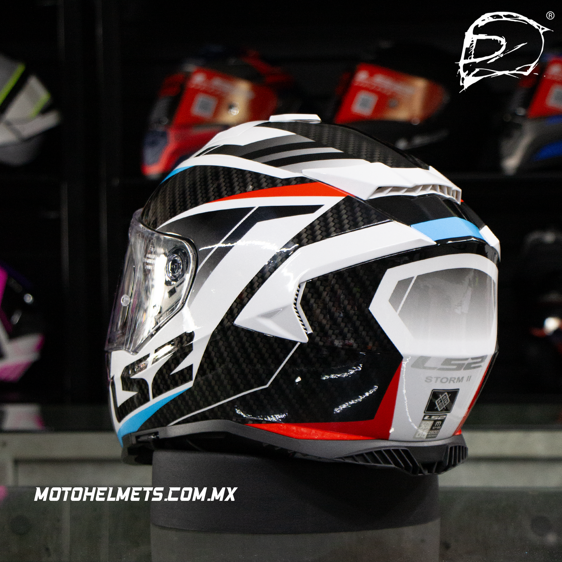 CASCO INTEGRAL LS2 STORM RACER II FF800 BLANCO ROJO AZUL