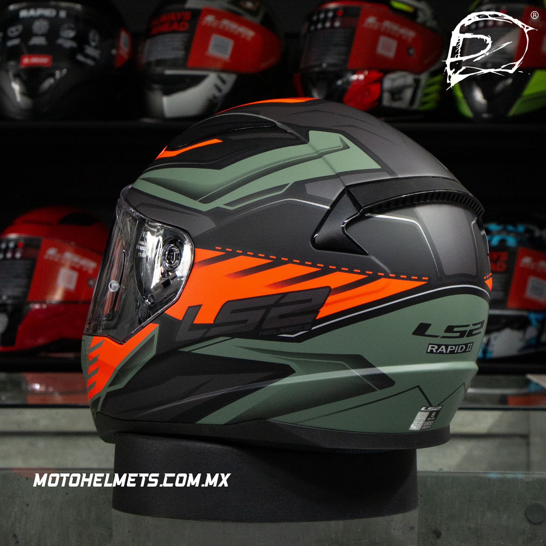 Casco Integral LS2 Rapid II Gale Negro Rojo Verde FF353