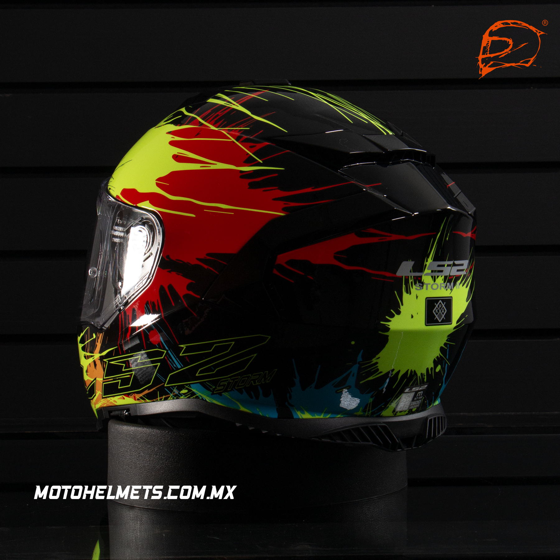 CASCO INTEGRAL LS2 STORM II DROP FF800 NEGRO AMARILLO ROJO