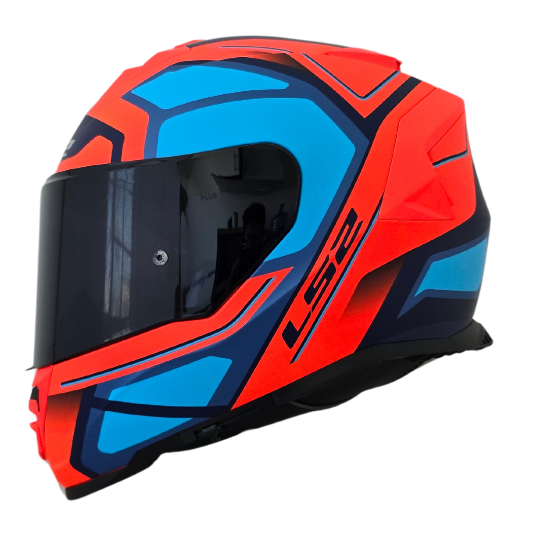 CASCO INTEGRAL LS2 STORM II FASTER FF800 AZUL NARANJA