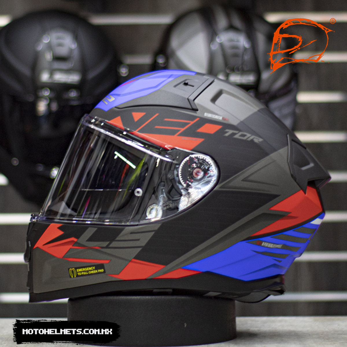 Casco LS2 Vector II Absolute Negro Azul Rojo