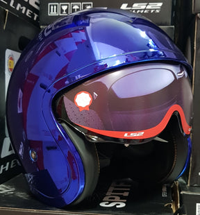 Casco LS2 Spitfire Solid Azul Cromo OF599