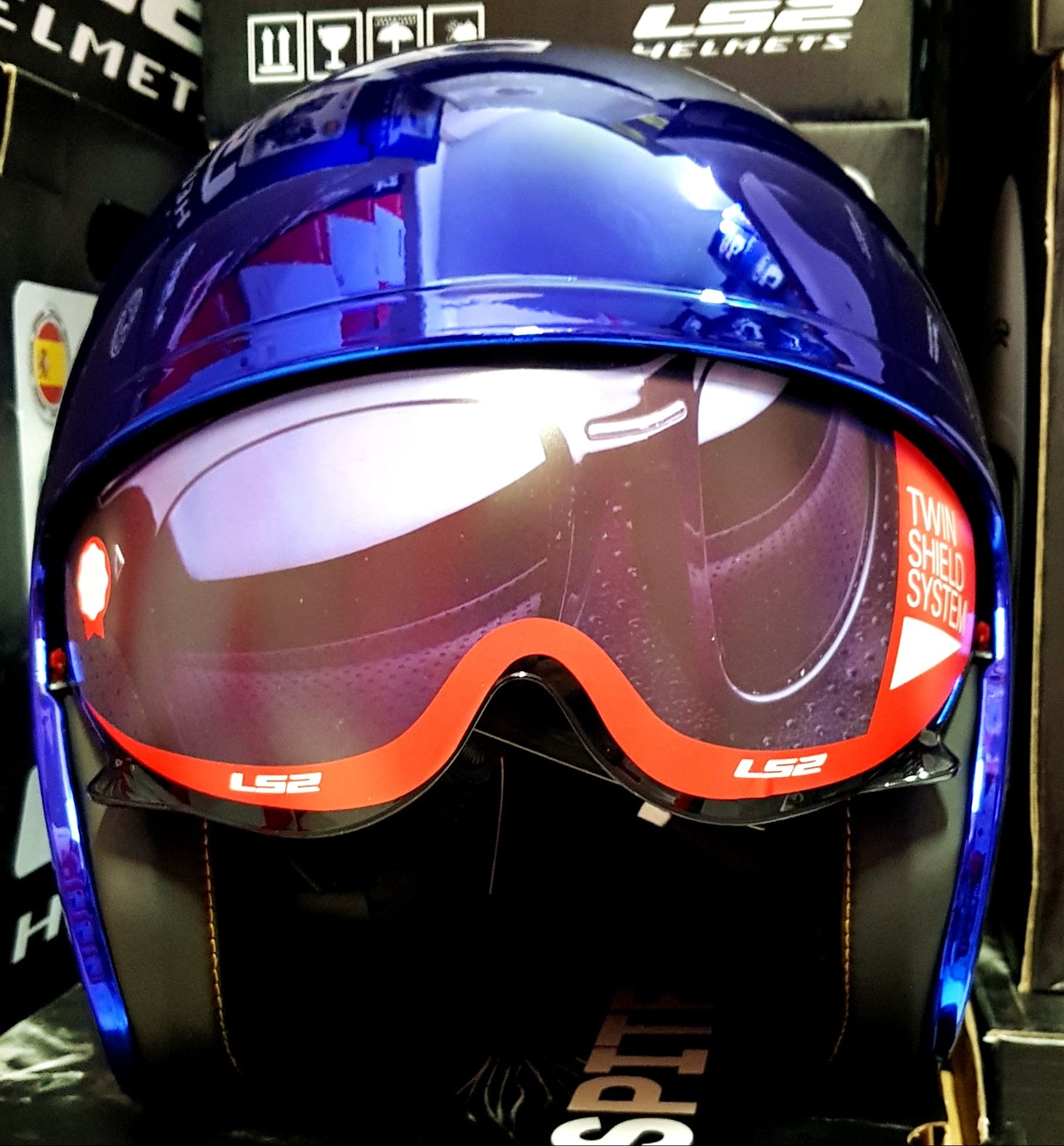 Casco LS2 Spitfire Solid Azul Cromo OF599