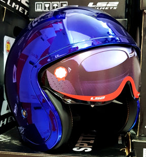 Casco LS2 Spitfire Solid Azul Cromo OF599