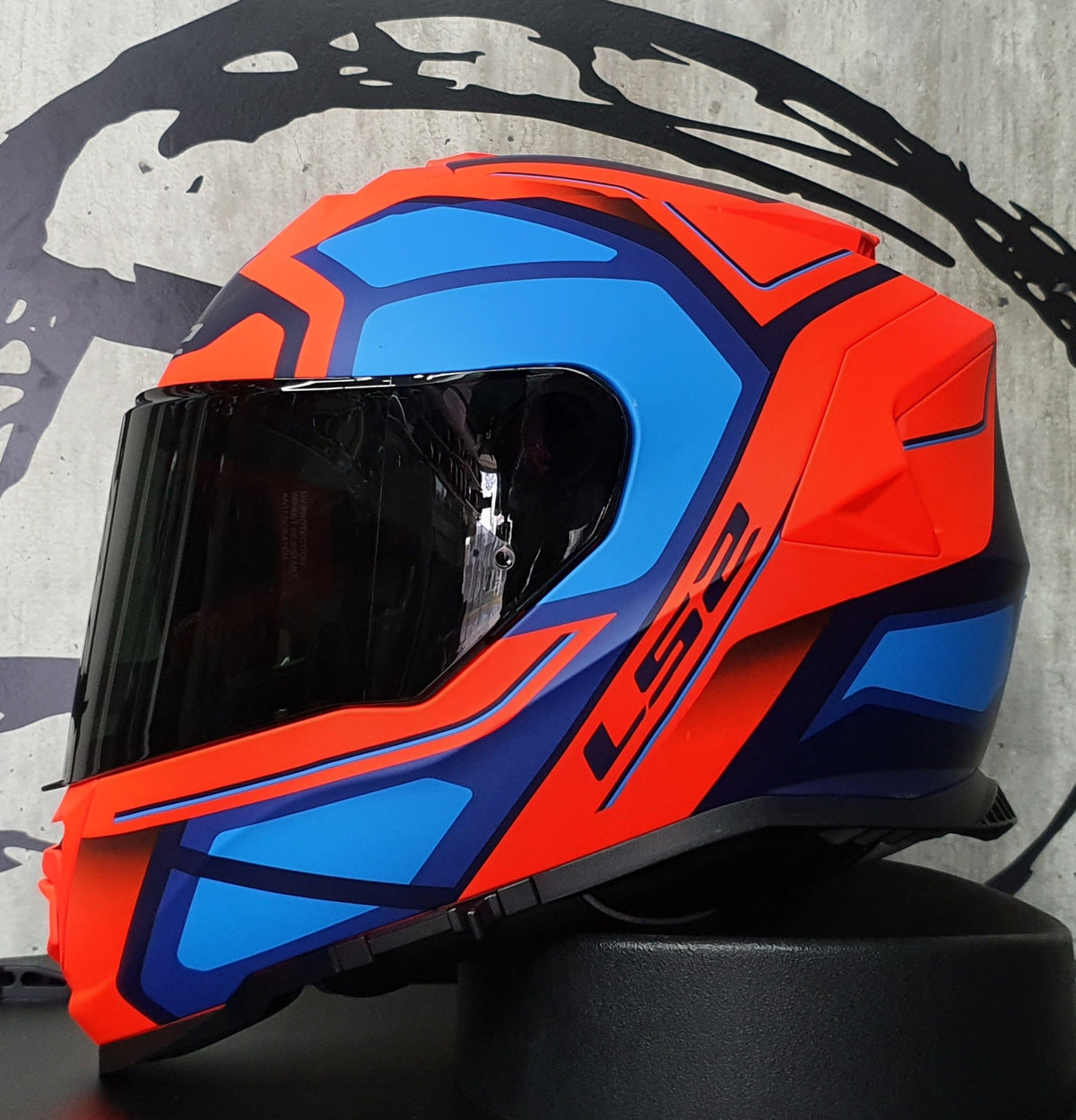 CASCO INTEGRAL LS2 STORM II FASTER FF800 AZUL NARANJA