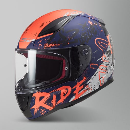 Casco LS2 Rapid Naughty II Azul Naranja  FF353