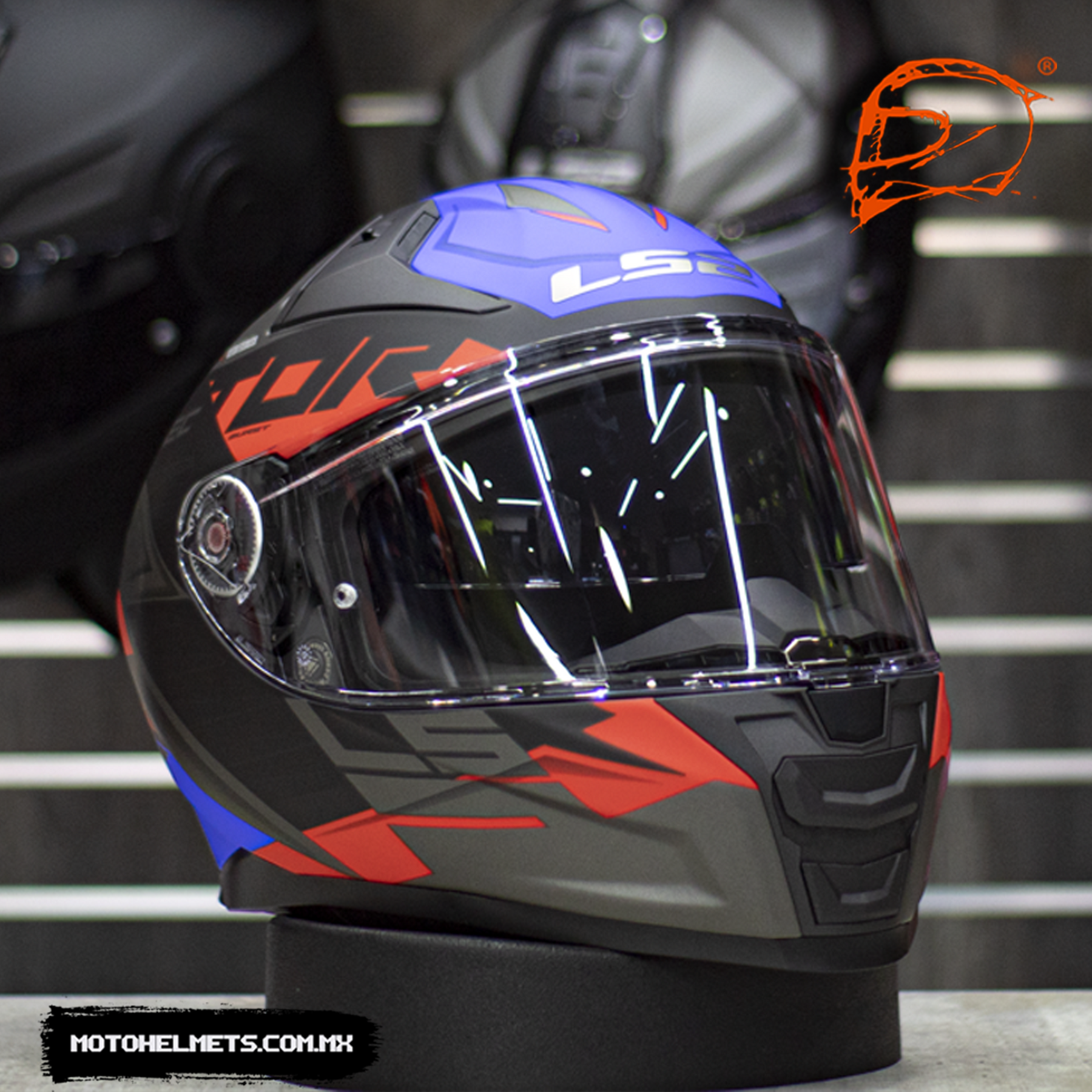 Casco LS2 Vector II Absolute Negro Azul Rojo