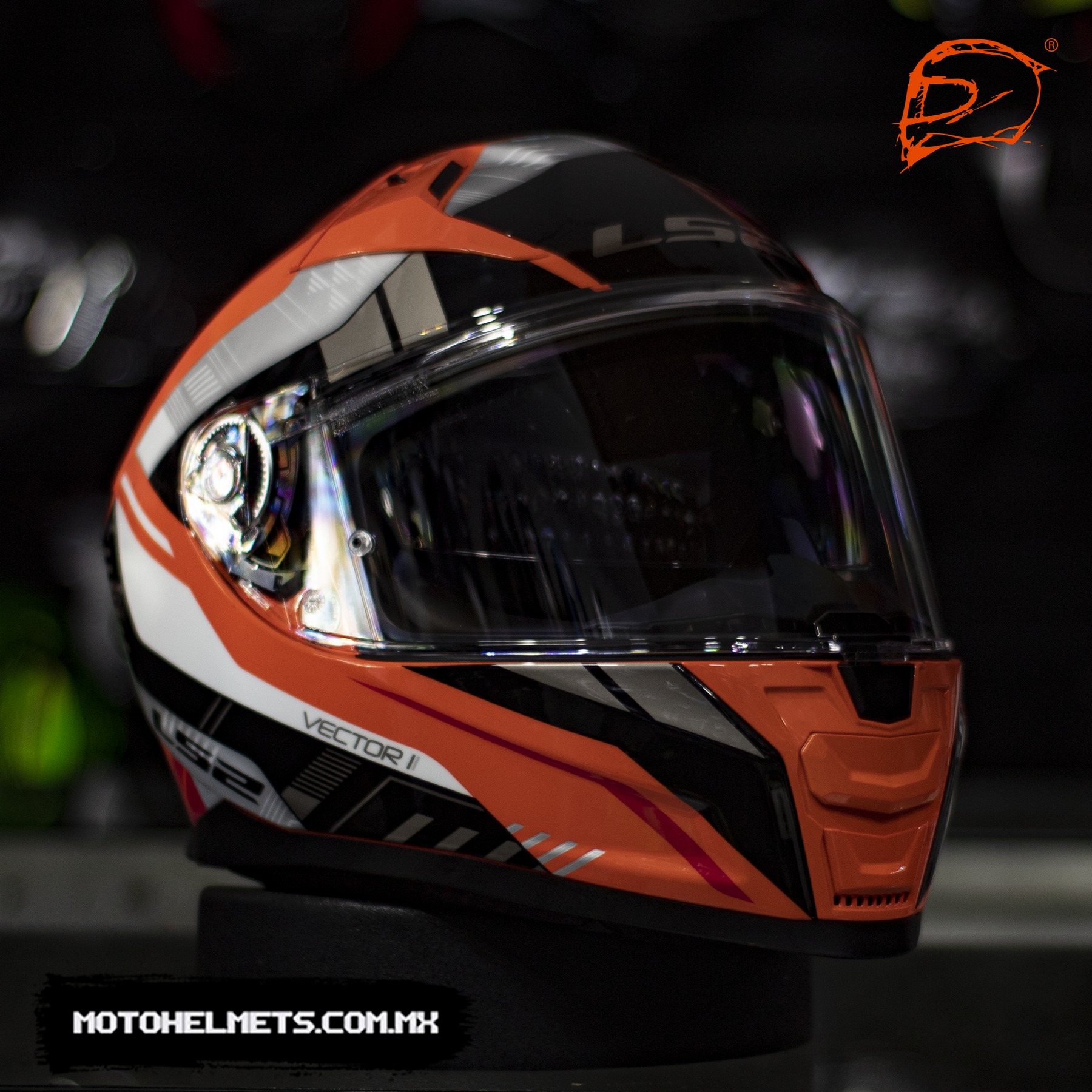 Casco LS2 Vector II Stylus Naranja Negro