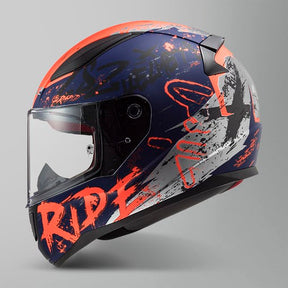 Casco LS2 Rapid Naughty II Azul Naranja  FF353