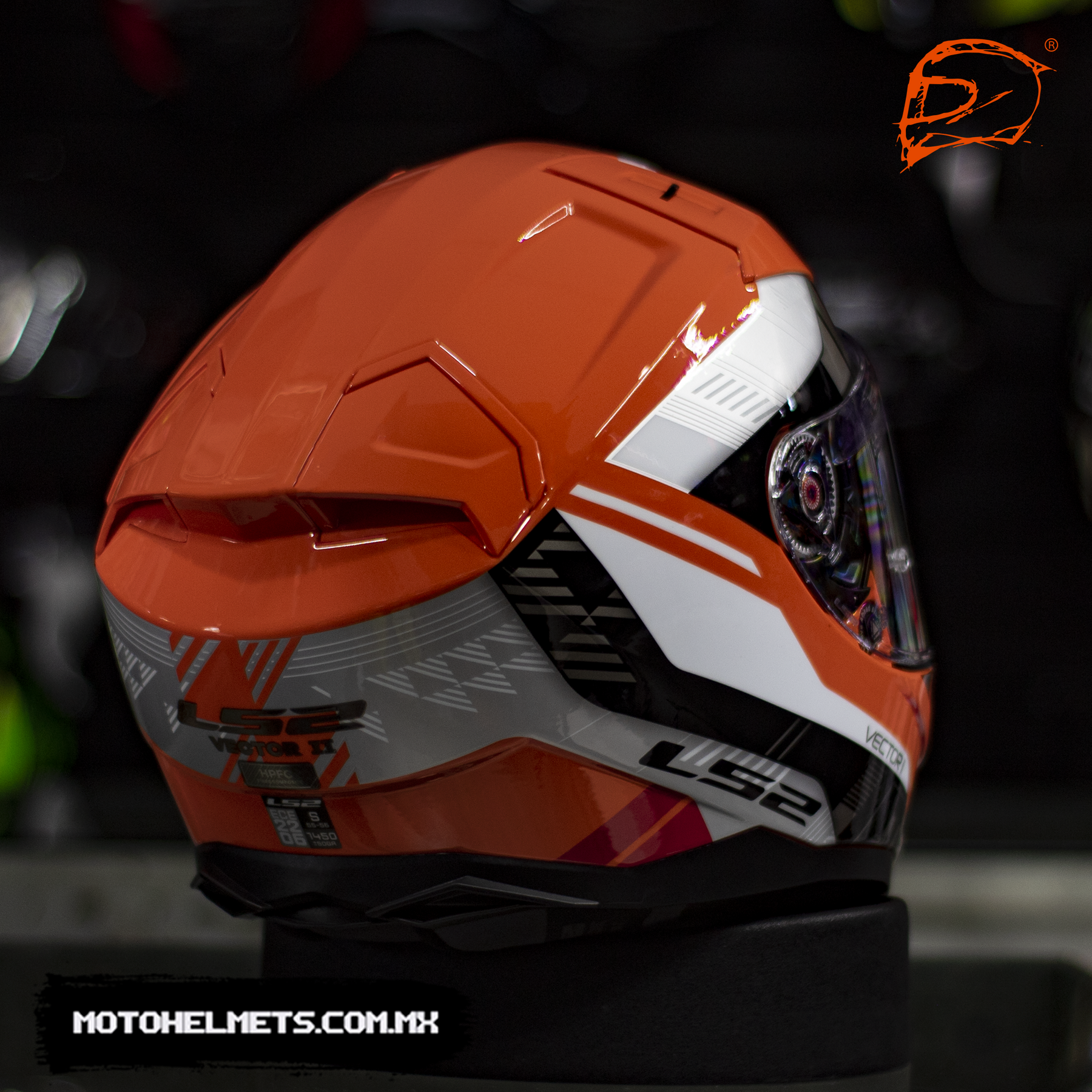 Casco LS2 Vector II Stylus Naranja Negro