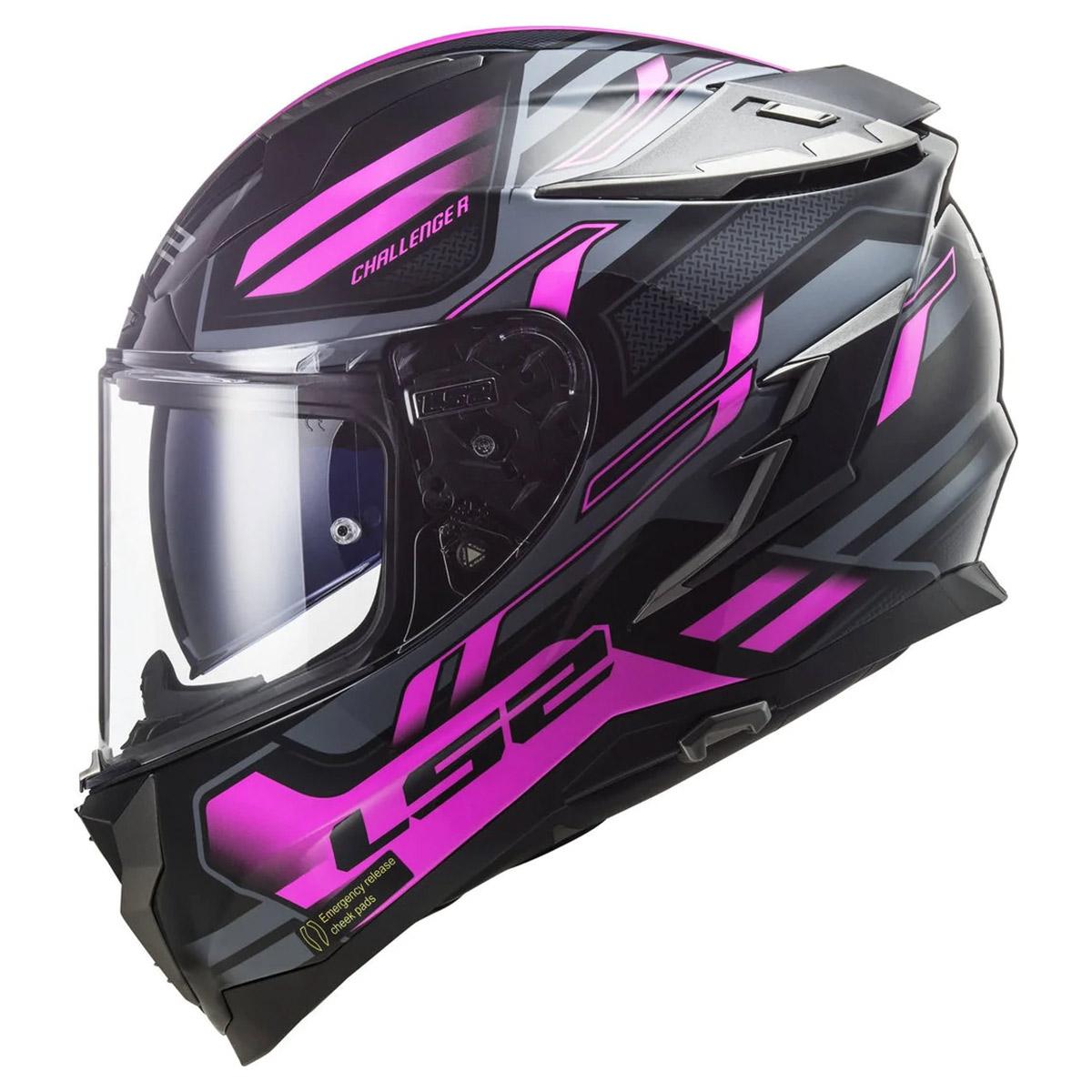 Casco Integral LS2 Challenger Spin Titanium Rosa FF327