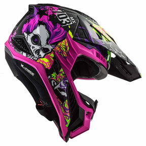 CASCO CROSS LS2 X-FORCE FIRESKULL VIOLETA MX703