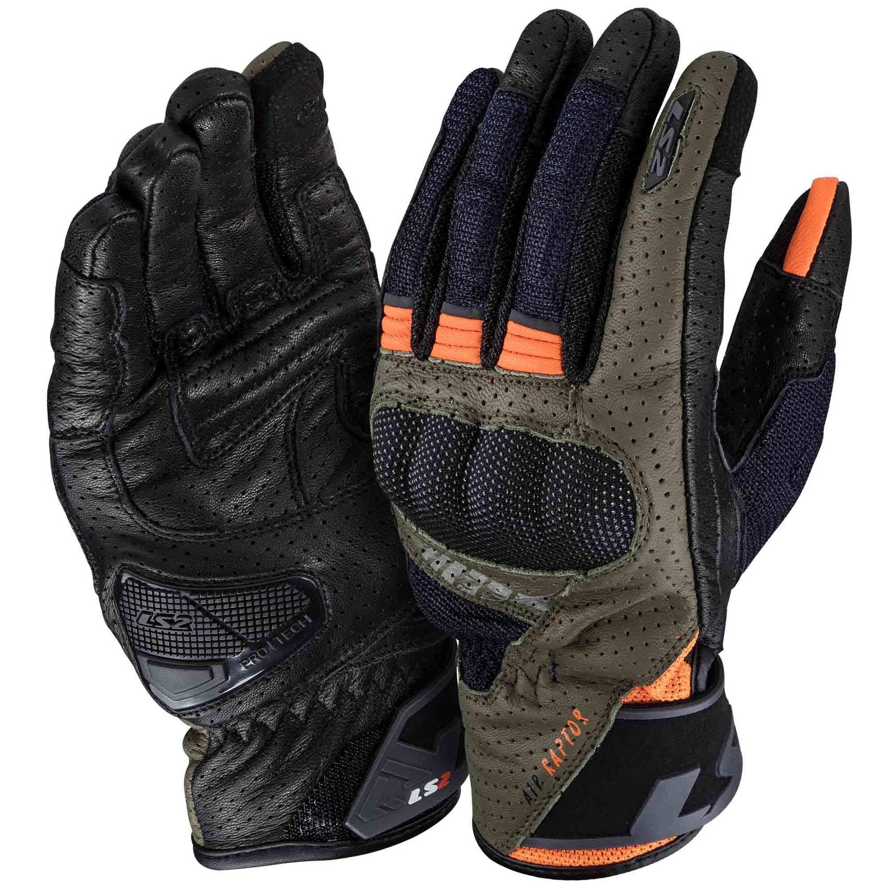 GUANTES VEL LS2 AIR RAPTOR VERDE NARANJA