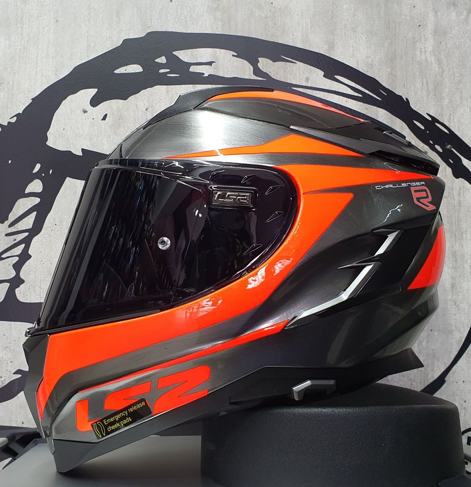 Casco LS2 Challenger Cannon Gris Naranja Fluo FF327