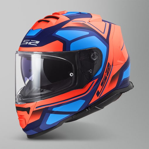 CASCO INTEGRAL LS2 STORM II FASTER FF800 AZUL NARANJA