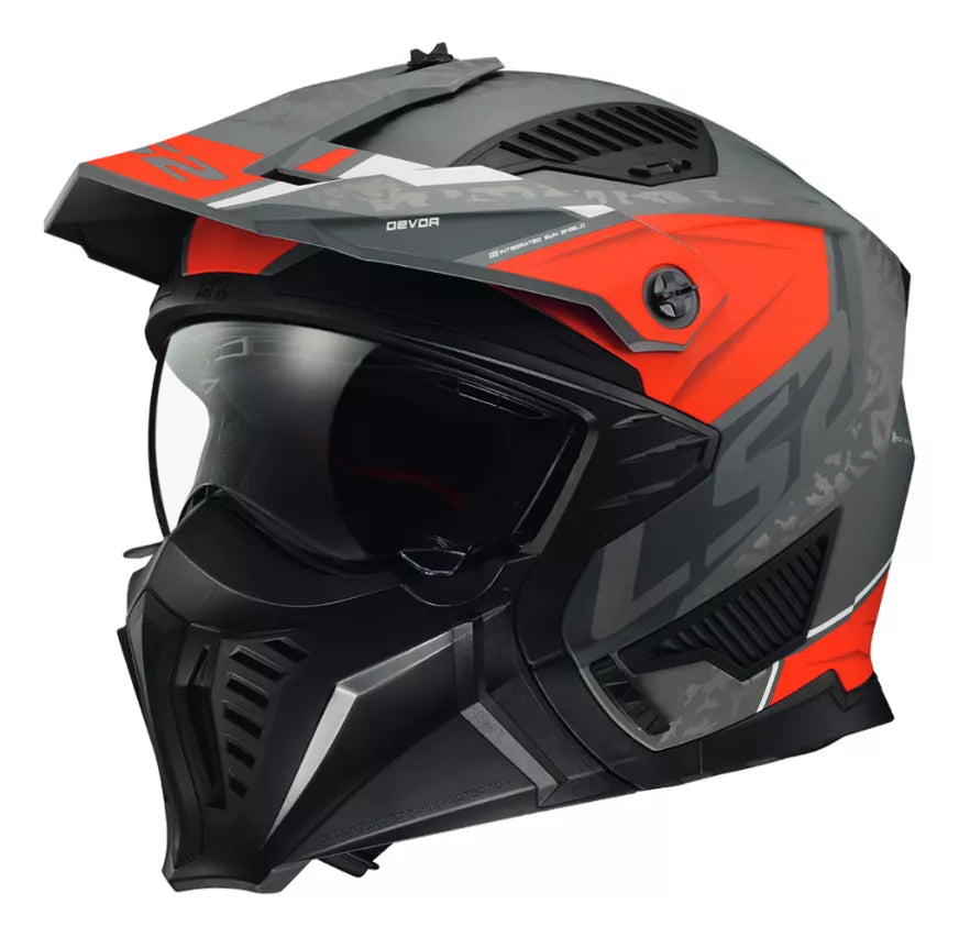 Casco Abierto LS2 Drifter Devor Gris Rojo