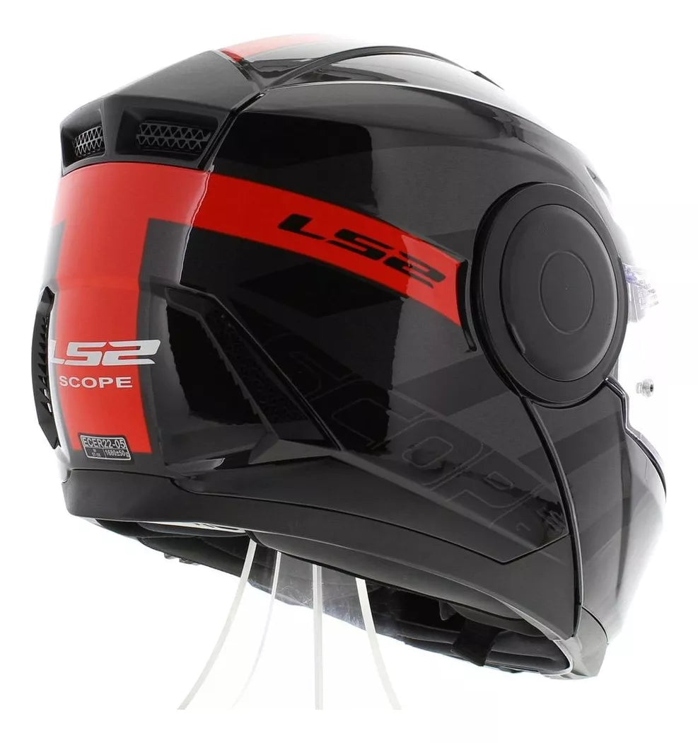 CASCO ABATIBLE LS2 SCOPE MAX HAMR NEGRO ROJO