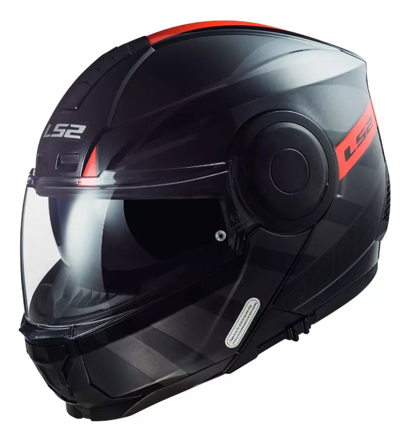 CASCO ABATIBLE LS2 SCOPE MAX HAMR NEGRO ROJO