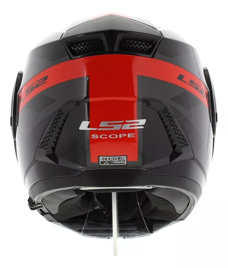 CASCO ABATIBLE LS2 SCOPE MAX HAMR NEGRO ROJO