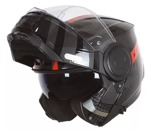 CASCO ABATIBLE LS2 SCOPE MAX HAMR NEGRO ROJO