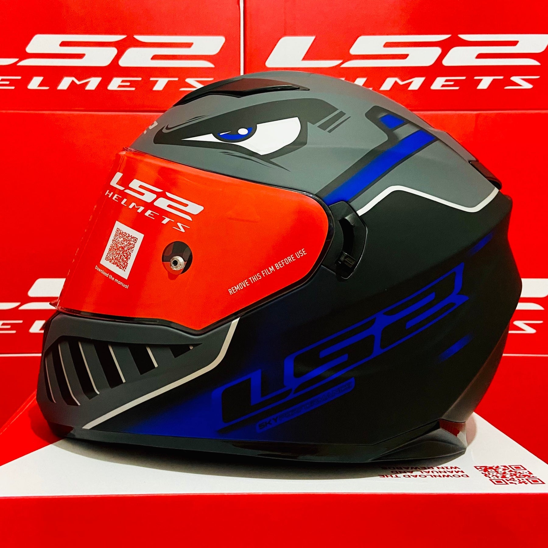 Casco LS2 Stream EVO Badass Negro Azul FF320