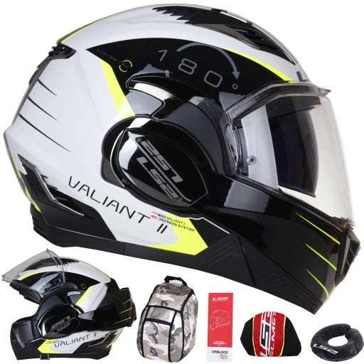 Casco Abatible LS2 Valiant II Codex Blanco Negro FF900