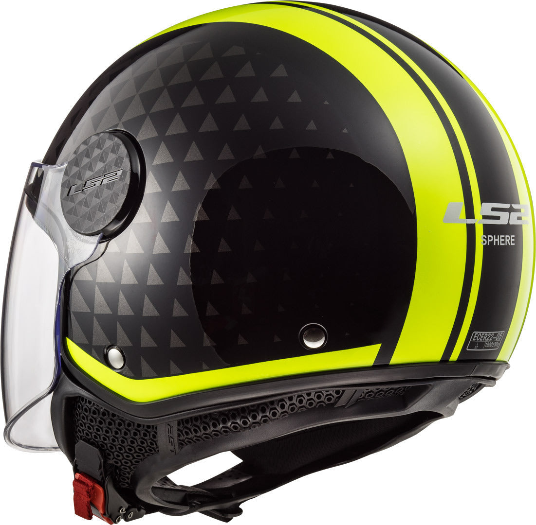 Casco Abierto LS2 Sphere Lux Crush Negro Amarrilo Fluo