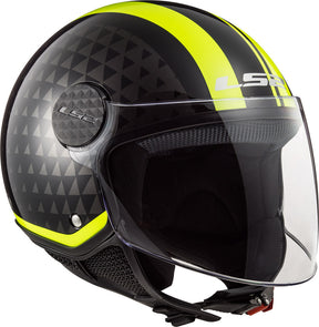 Casco Abierto LS2 Sphere Lux Crush Negro Amarrilo Fluo