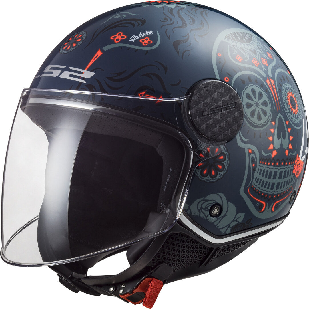 Casco Abierto LS2 Sphere Lux Maxca Cobalto Naranja