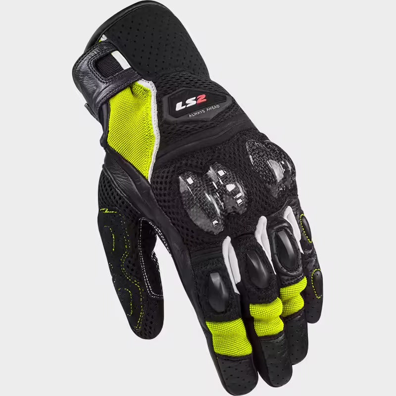 GUANTES LS2 SPARK 2 AIR II PIEL NGO/AMA FLUO